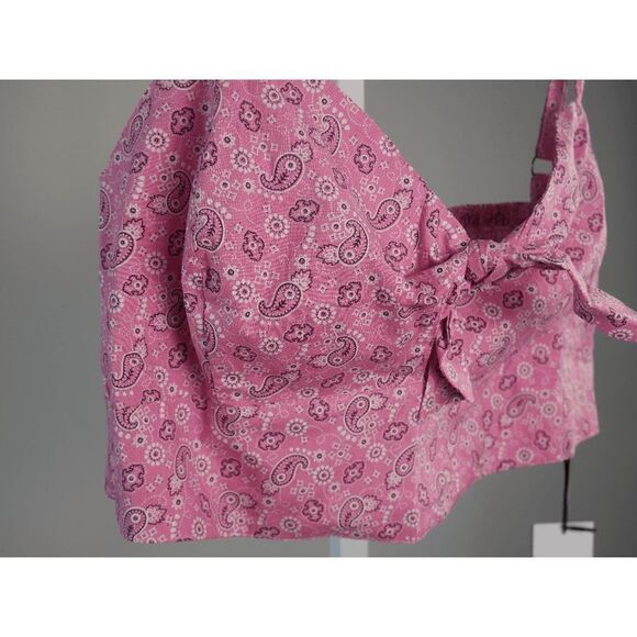 Unique Vintage Pink Bandana Print Chessie Crop Top 1X - Picture 3 of 11